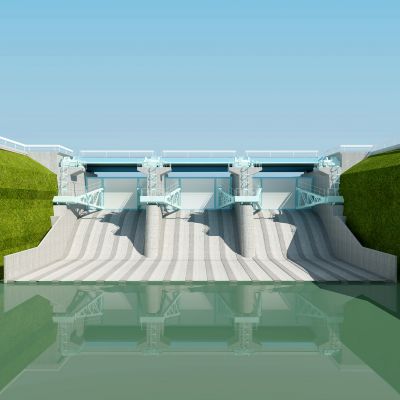 现代堤坝 ,水库 ，水闸