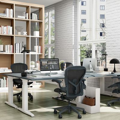 北欧屏风卡位办公桌员工工位、书架、电脑