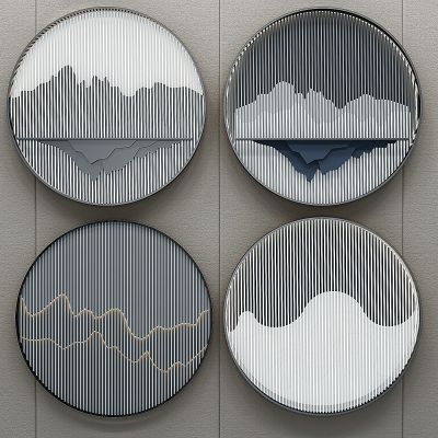 新中式墙饰挂件，圆形挂画