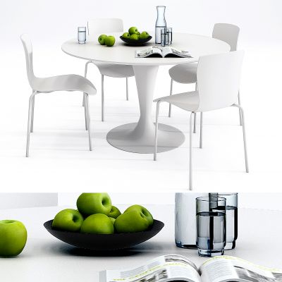 现代圆形餐桌椅组合