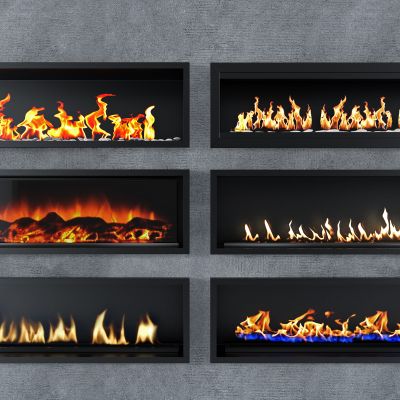 现代电子壁炉组合