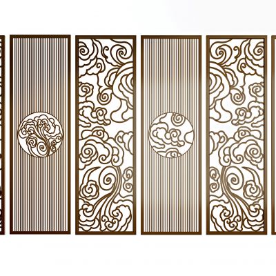 新中式，祥云，云纹屏风隔断花格