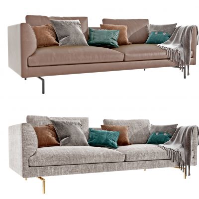 现代双人布艺人沙发组合
