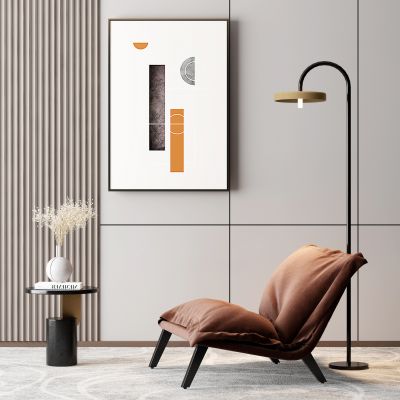 现代休闲椅 圆形边几