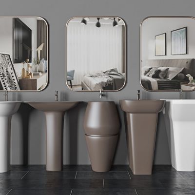 现代立式洗手盆