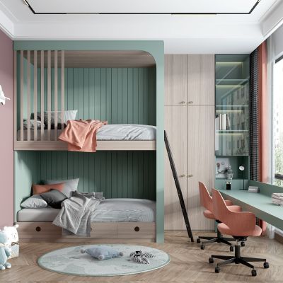现代儿童房,儿童上下铺床