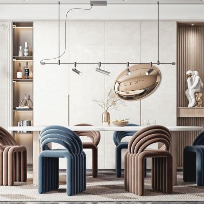 现代大理石条形餐桌椅