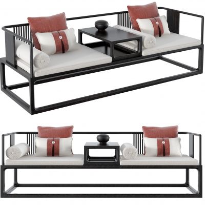 新中式沙发 罗汉床炕桌3D模型