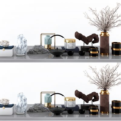 新中式茶具 花瓶 雕塑 饰品摆件
