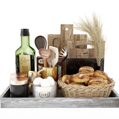 现代厨房用品摆件,面包,食物