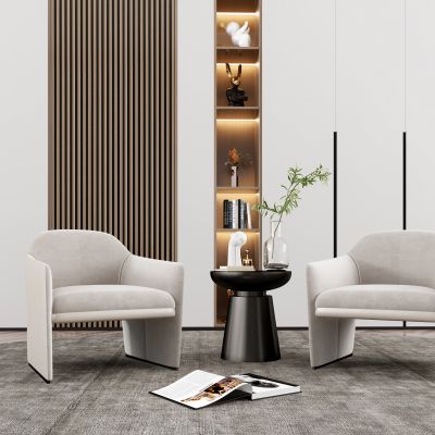 现代单人沙发圆形边几