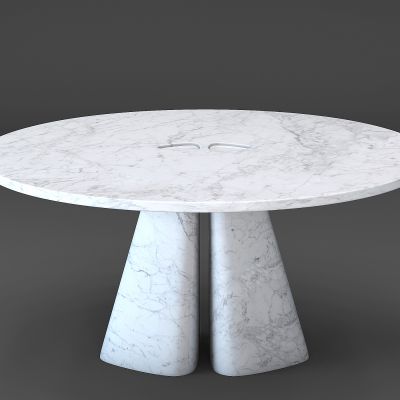 现代圆形大理石餐桌