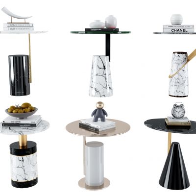 现代圆形轻奢边几