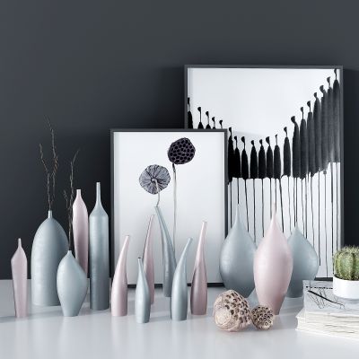 现代陶罐瓶子装饰品 挂画装饰画