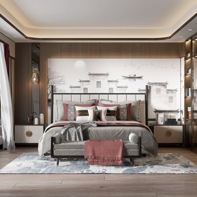 新中式家居卧室,