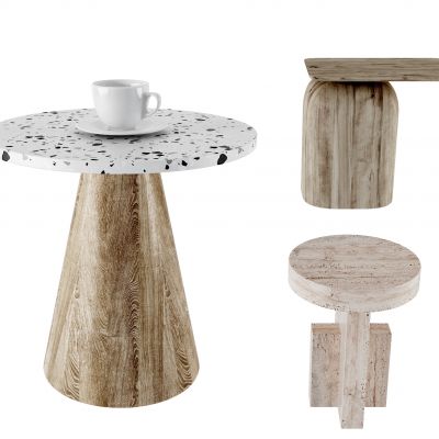 北欧实木圆形边几