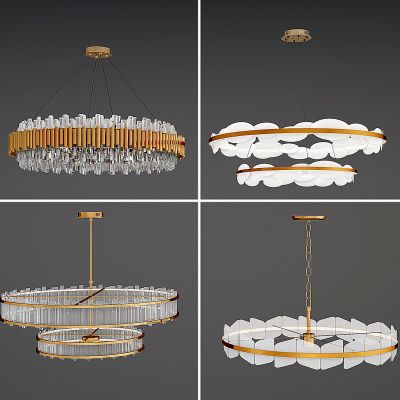 现代轻奢金属水晶吊灯3D模型