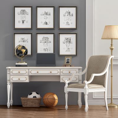 法式轻奢书桌椅集简空间