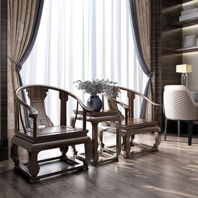 古典实木红木家具圈椅边几花架