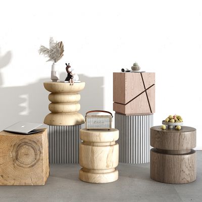 北欧实木凳子，木凳木墩子圆墩组合