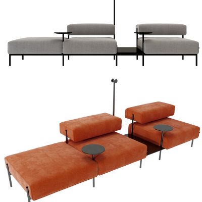 现代布艺多人沙发,