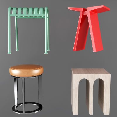 现代圆形凳子组合