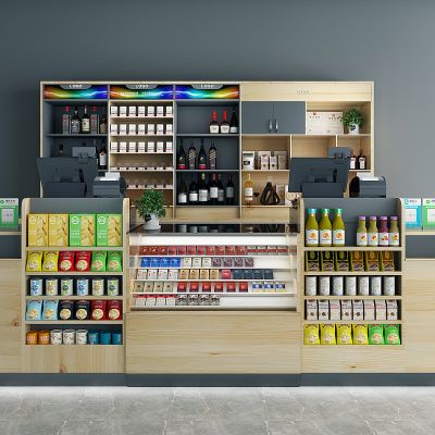 现代超市收银台货架