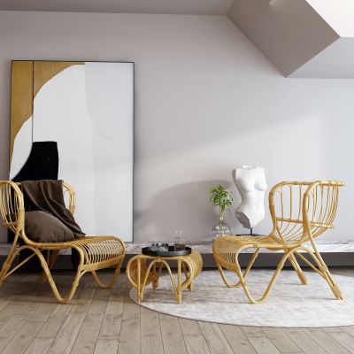 现代户外家具藤椅藤编沙发边几组合