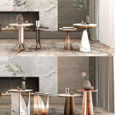 圆形边几，角几，灯几组合