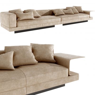 现代皮革多人沙发