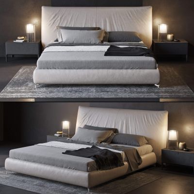 现代布艺双人床