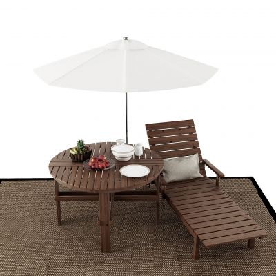 自然风实木户外躺椅户外遮阳棚