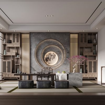 新中式日式榻榻米茶室餐桌