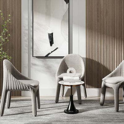 现代绒布单椅边几