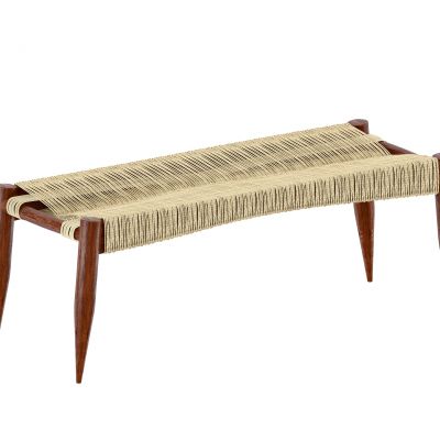 现代藤编长凳，床尾凳