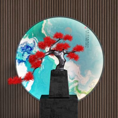 新中式植物盆景摆件 迎客松 摆台