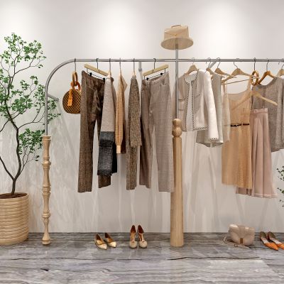 现代女装服饰专卖店货架衣架