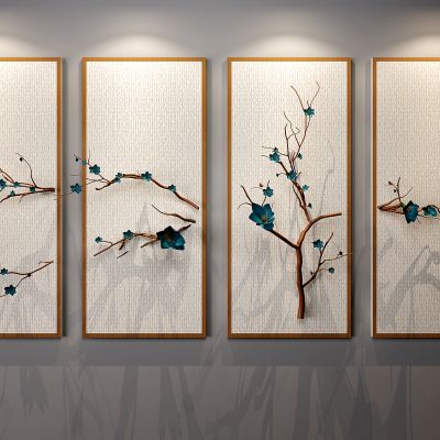 中式树枝立体装饰画组合