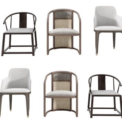 新中式实木单椅