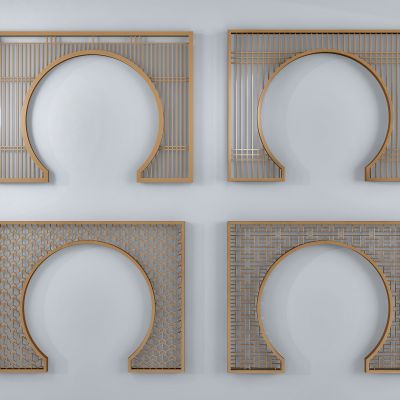 新中式屏风_隔断门洞月亮门