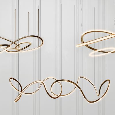 现代金属环形吊灯3D模型