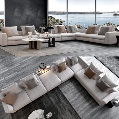 现代转角沙发茶几组合