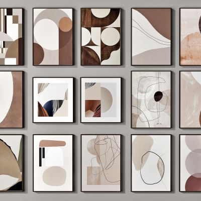 现代轻奢暖色系装饰画组合