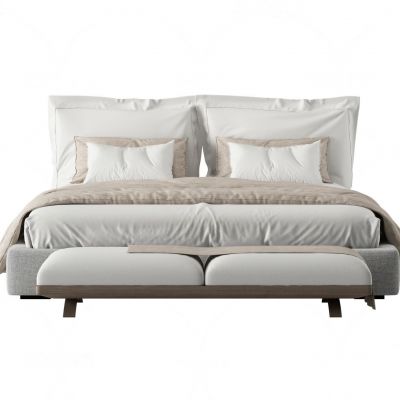 现代布艺双人床
