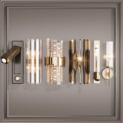 新中式金属水晶壁灯组合