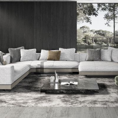 现代布艺转角沙发组合