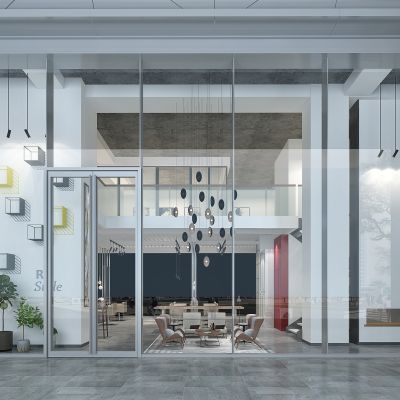 现代复式理发店门头，理发区