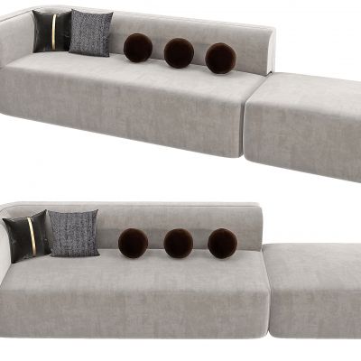 现代绒布多人沙发