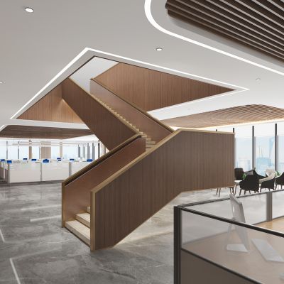 现代开放式办公区楼梯过道