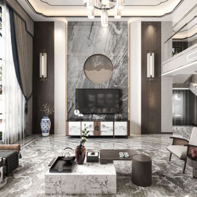 新中式轻奢别墅客厅
